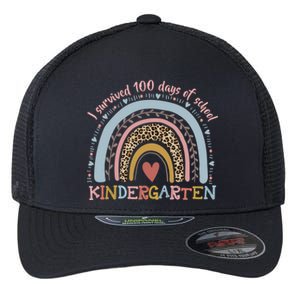 Boho Rainbow I Survived 100 Days Of Kindergarten Student Gift Flexfit Unipanel Trucker Cap