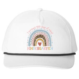 Boho Rainbow I Survived 100 Days Of Kindergarten Student Gift Snapback Five-Panel Rope Hat