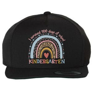 Boho Rainbow I Survived 100 Days Of Kindergarten Student Gift Wool Snapback Cap