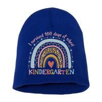 Boho Rainbow I Survived 100 Days Of Kindergarten Student Gift Short Acrylic Beanie