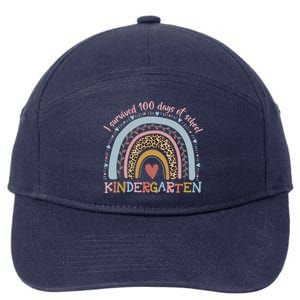 Boho Rainbow I Survived 100 Days Of Kindergarten Student Gift 7-Panel Snapback Hat