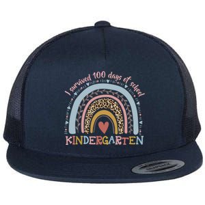 Boho Rainbow I Survived 100 Days Of Kindergarten Student Gift Flat Bill Trucker Hat