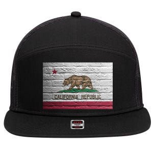 Brick California Republic Bear Flag 7 Panel Mesh Trucker Snapback Hat