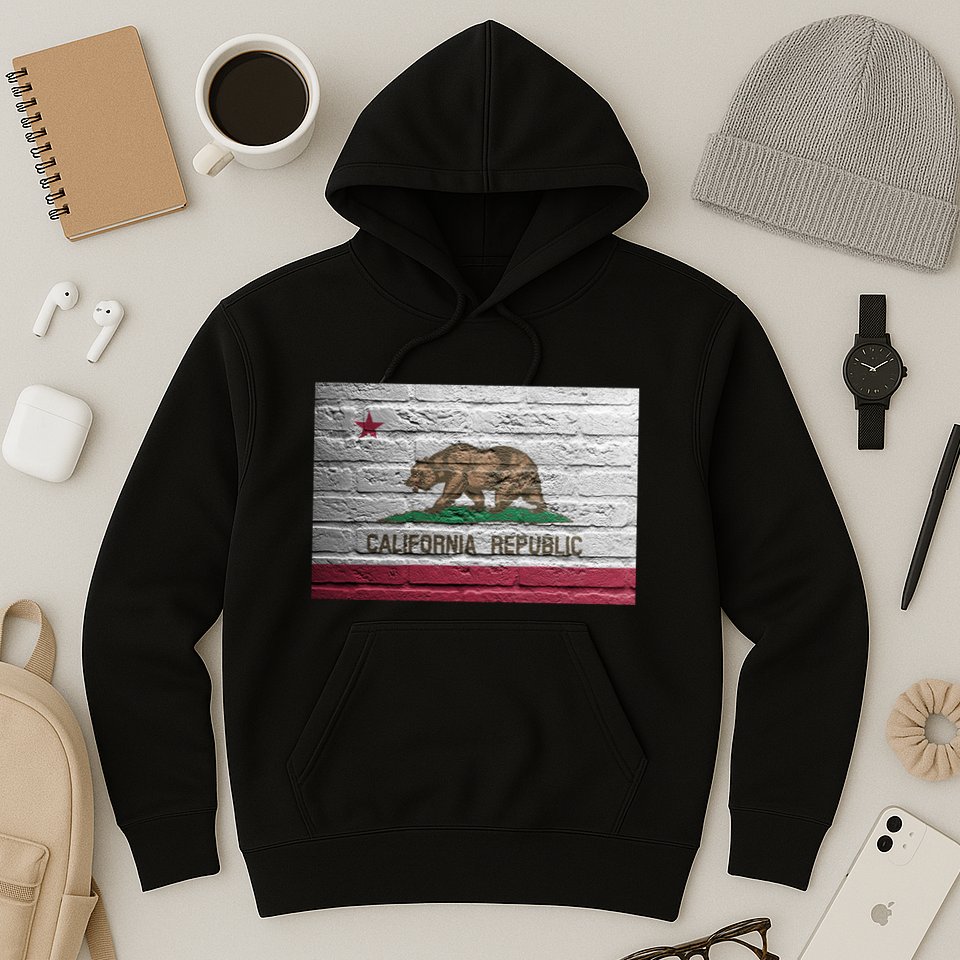 Brick California Republic Bear Flag Hoodie