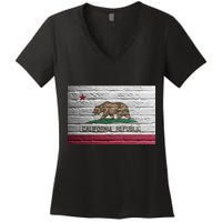 Brick California Republic Bear Flag Women's V-Neck T-Shirt