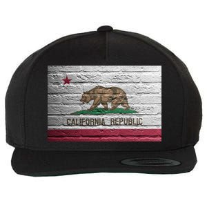 Brick California Republic Bear Flag Wool Snapback Cap