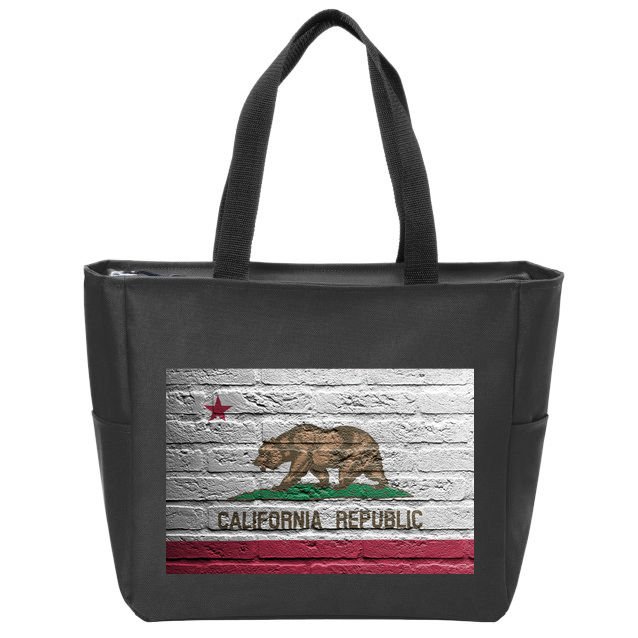 Brick California Republic Bear Flag Zip Tote Bag