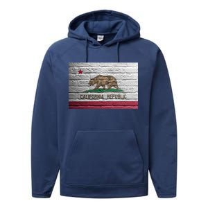 Brick California Republic Bear Flag Performance Fleece Hoodie