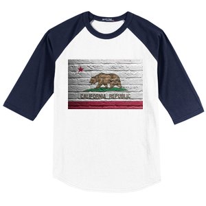 Brick California Republic Bear Flag Baseball Sleeve Shirt