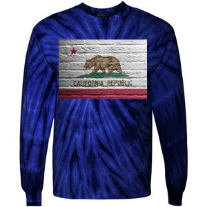 Brick California Republic Bear Flag Tie-Dye Long Sleeve Shirt