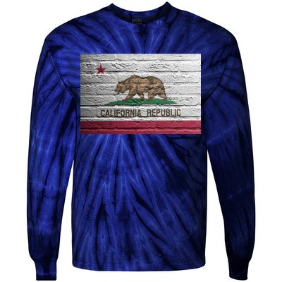 Brick California Republic Bear Flag Tie-Dye Long Sleeve Shirt