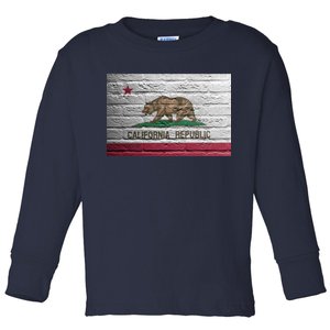 Brick California Republic Bear Flag Toddler Long Sleeve Shirt