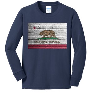 Brick California Republic Bear Flag Kids Long Sleeve Shirt