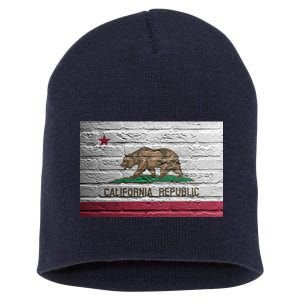 Brick California Republic Bear Flag Short Acrylic Beanie