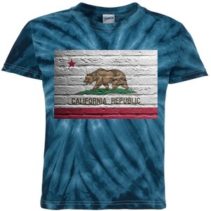 Brick California Republic Bear Flag Kids Tie-Dye T-Shirt