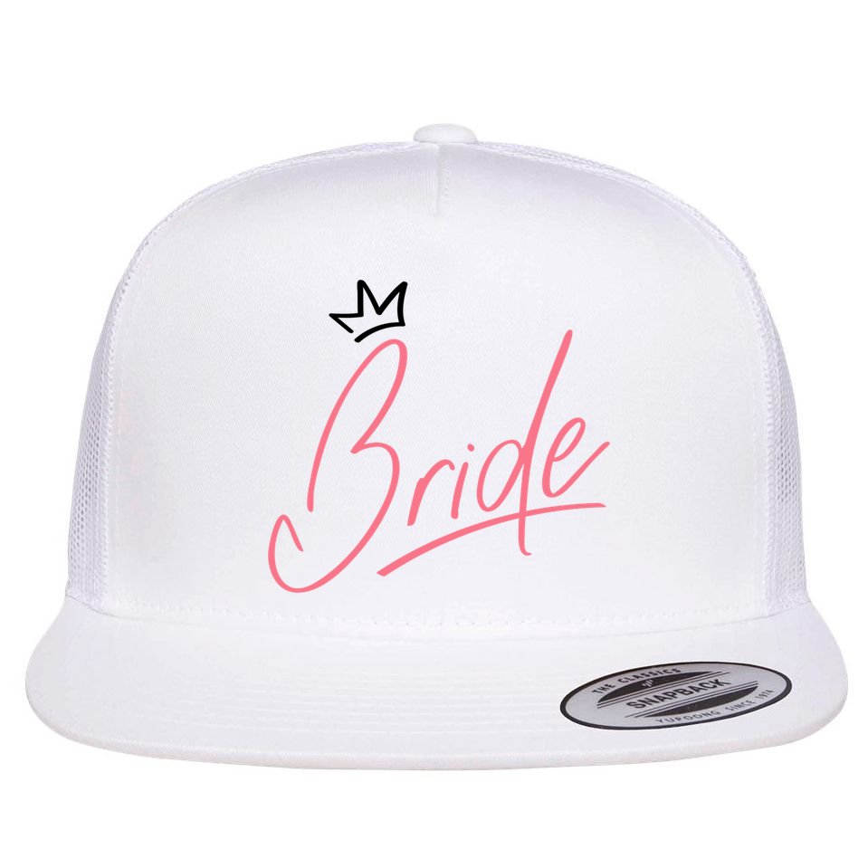 Bride Crown Flat Bill Trucker Hat