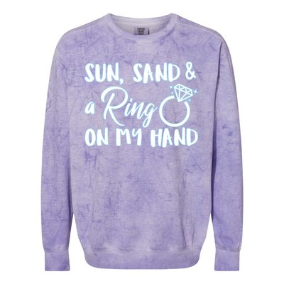 Bride Sun Sand & A Ring On My Hand Colorblast Crewneck Sweatshirt