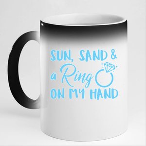 Bride Sun Sand & A Ring On My Hand 11oz Black Color Changing Mug