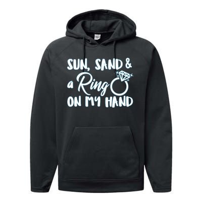 Bride Sun Sand & A Ring On My Hand Performance Fleece Hoodie