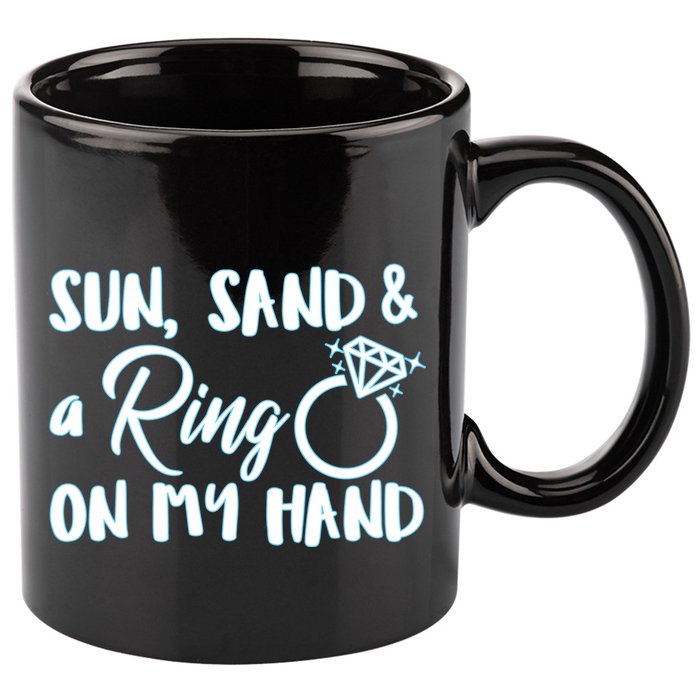 Bride Sun Sand & A Ring On My Hand 11oz C Handle Ceramic Mug