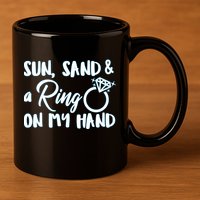Bride Sun Sand & A Ring On My Hand 11oz C Handle Ceramic Mug