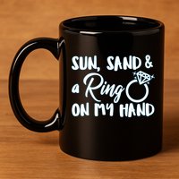 Bride Sun Sand & A Ring On My Hand 11oz C Handle Ceramic Mug