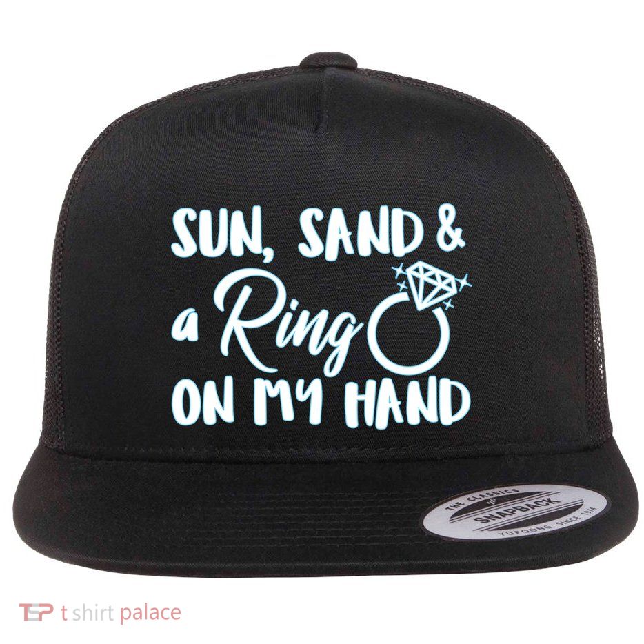 Bride Sun Sand & A Ring On My Hand Flatbill Hat