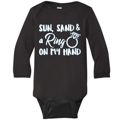 Bride Sun Sand & A Ring On My Hand Baby Long Sleeve Bodysuit