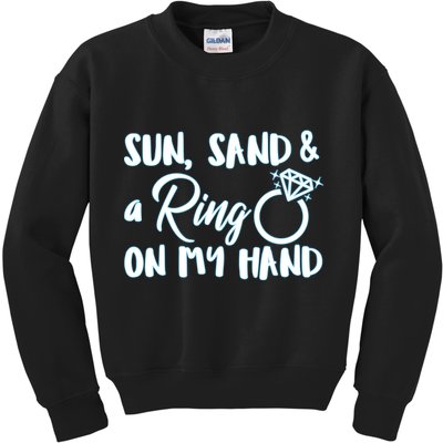 Bride Sun Sand & A Ring On My Hand Kids Sweatshirt