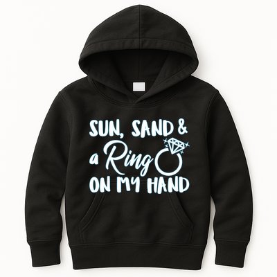 Bride Sun Sand & A Ring On My Hand Kids Hoodie