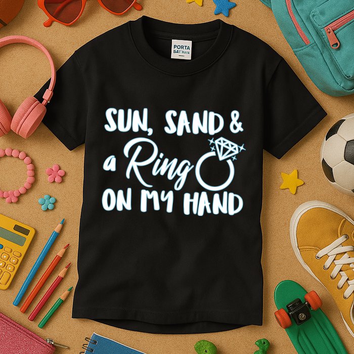 Bride Sun Sand & A Ring On My Hand Kids T-Shirt