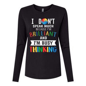 Brilliant And Busy Thinking Autism Awareness Womens Cotton Relaxed Long Sleeve T-Shirt