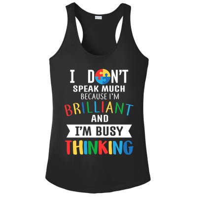 Brilliant And Busy Thinking Autism Awareness Ladies PosiCharge Competitor Racerback Tank