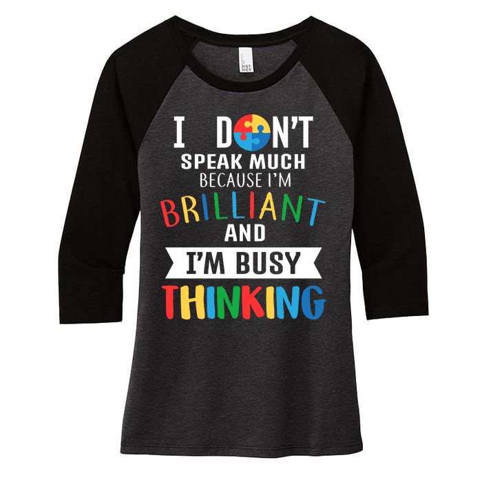 Brilliant And Busy Thinking Autism Awareness Women's Tri-Blend 3/4-Sleeve Raglan Shirt