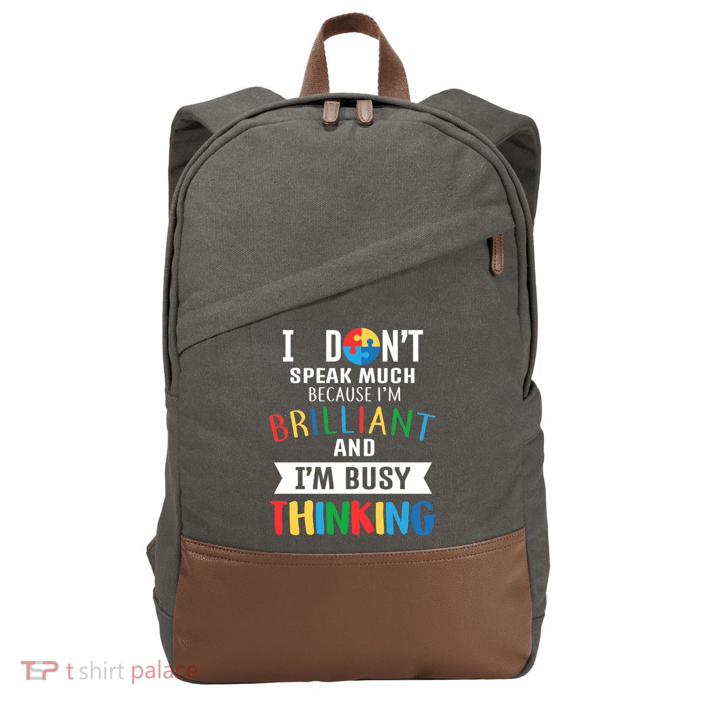 Brilliant And Busy Thinking Autism Awareness Cotton Canvas Backpack