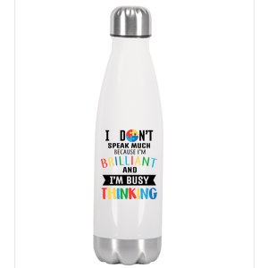 Brilliant And Busy Thinking Autism Awareness Stainless Steel Insulated Water Bottle