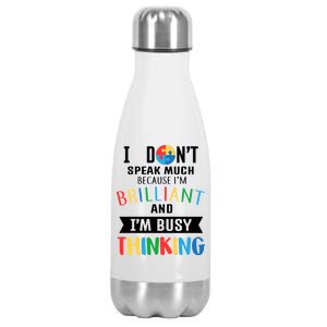 Brilliant And Busy Thinking Autism Awareness Stainless Steel Insulated Water Bottle