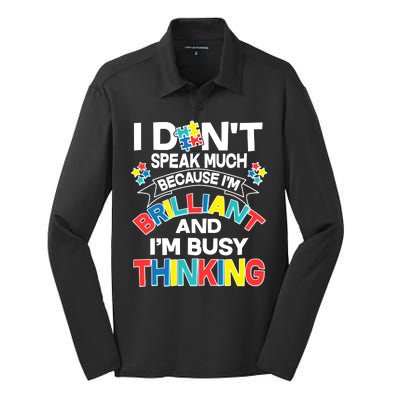 Brilliant Busy Thinking Autism Awareness Quote Silk Touch Performance Long Sleeve Polo