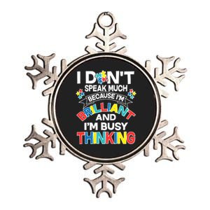 Brilliant Busy Thinking Autism Awareness Quote Metallic Star Ornament