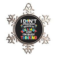 Brilliant Busy Thinking Autism Awareness Quote Metallic Star Ornament