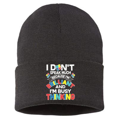 Brilliant Busy Thinking Autism Awareness Quote Sustainable Knit Beanie
