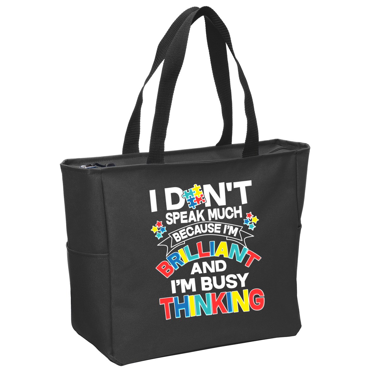 Brilliant Busy Thinking Autism Awareness Quote Zip Tote Bag