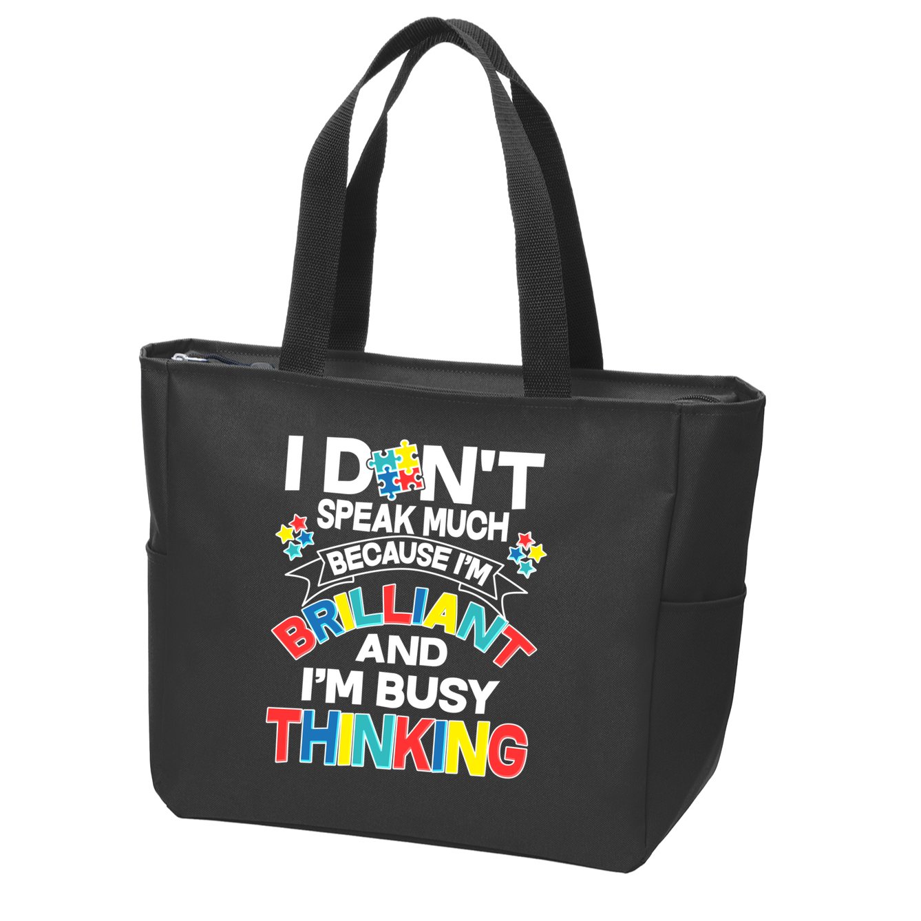 Brilliant Busy Thinking Autism Awareness Quote Zip Tote Bag
