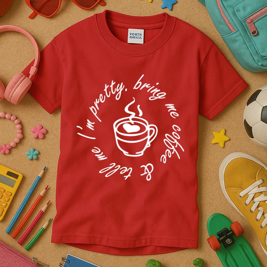 Bring Me Coffee And Tell Me I'm Pretty Kids T-Shirt