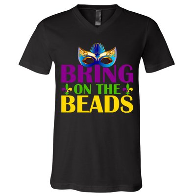 Bring On The Beads Mardi Gras V-Neck T-Shirt
