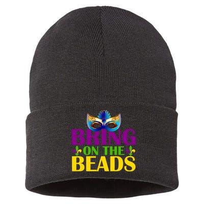 Bring On The Beads Mardi Gras Sustainable Knit Beanie