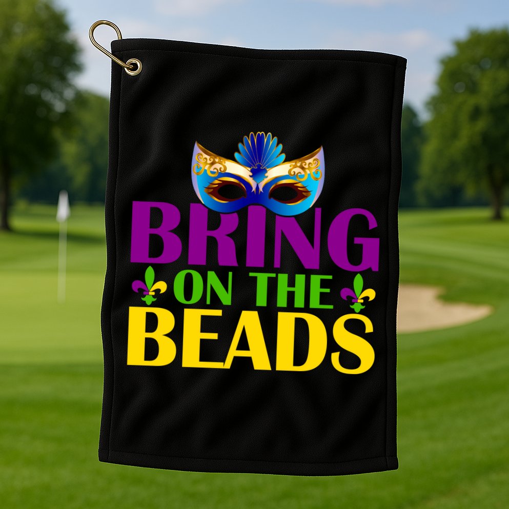 Bring On The Beads Mardi Gras Golf Towel