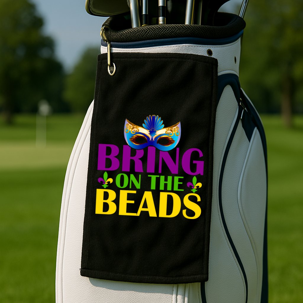 Bring On The Beads Mardi Gras Golf Towel