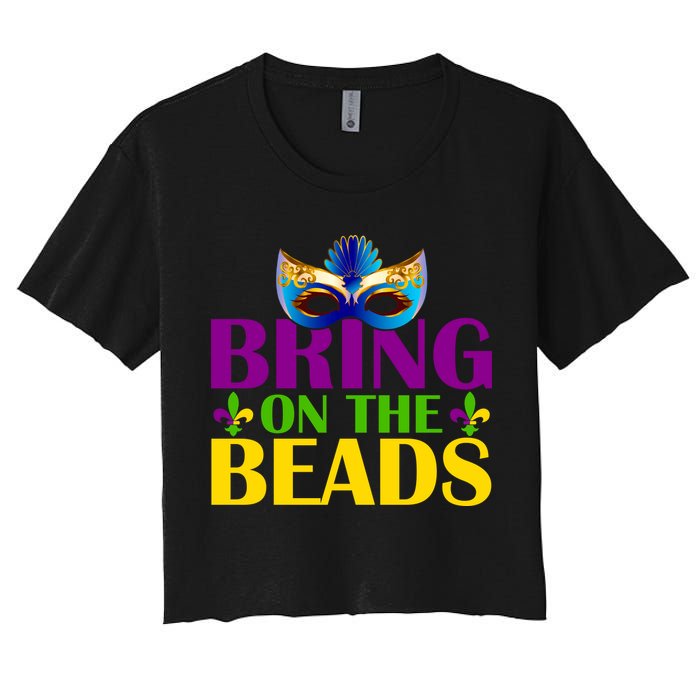 Bring On The Beads Mardi Gras Women's Crop Top Tee