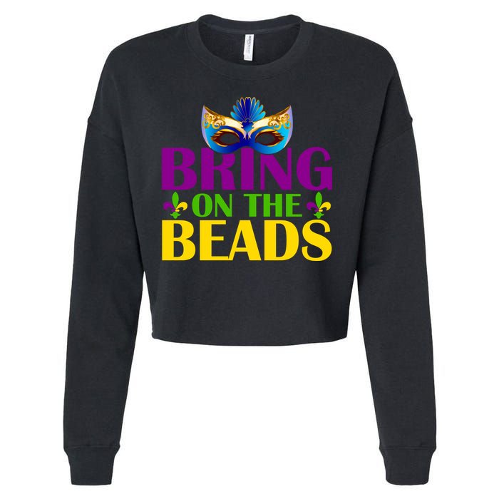 Bring On The Beads Mardi Gras Cropped Pullover Crew